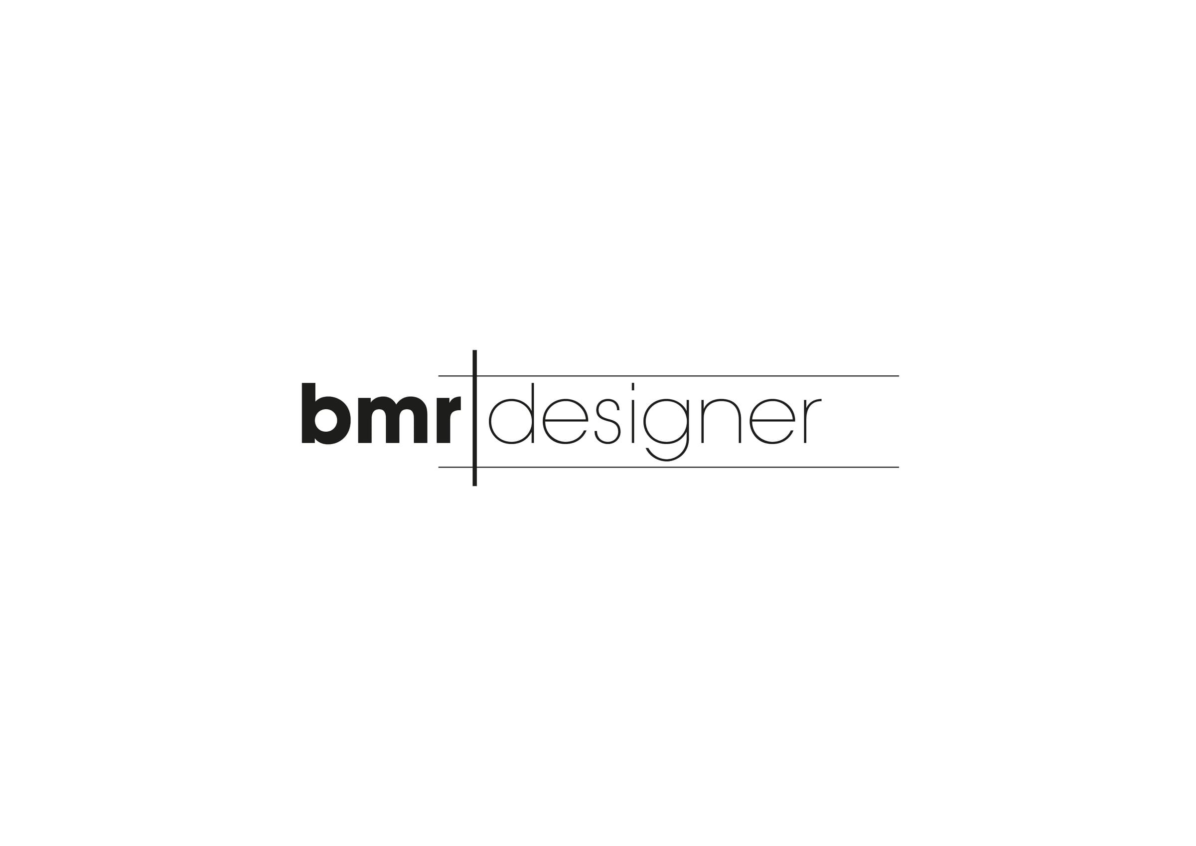 Logotip bmrdesigner en negre sobre fons blanc